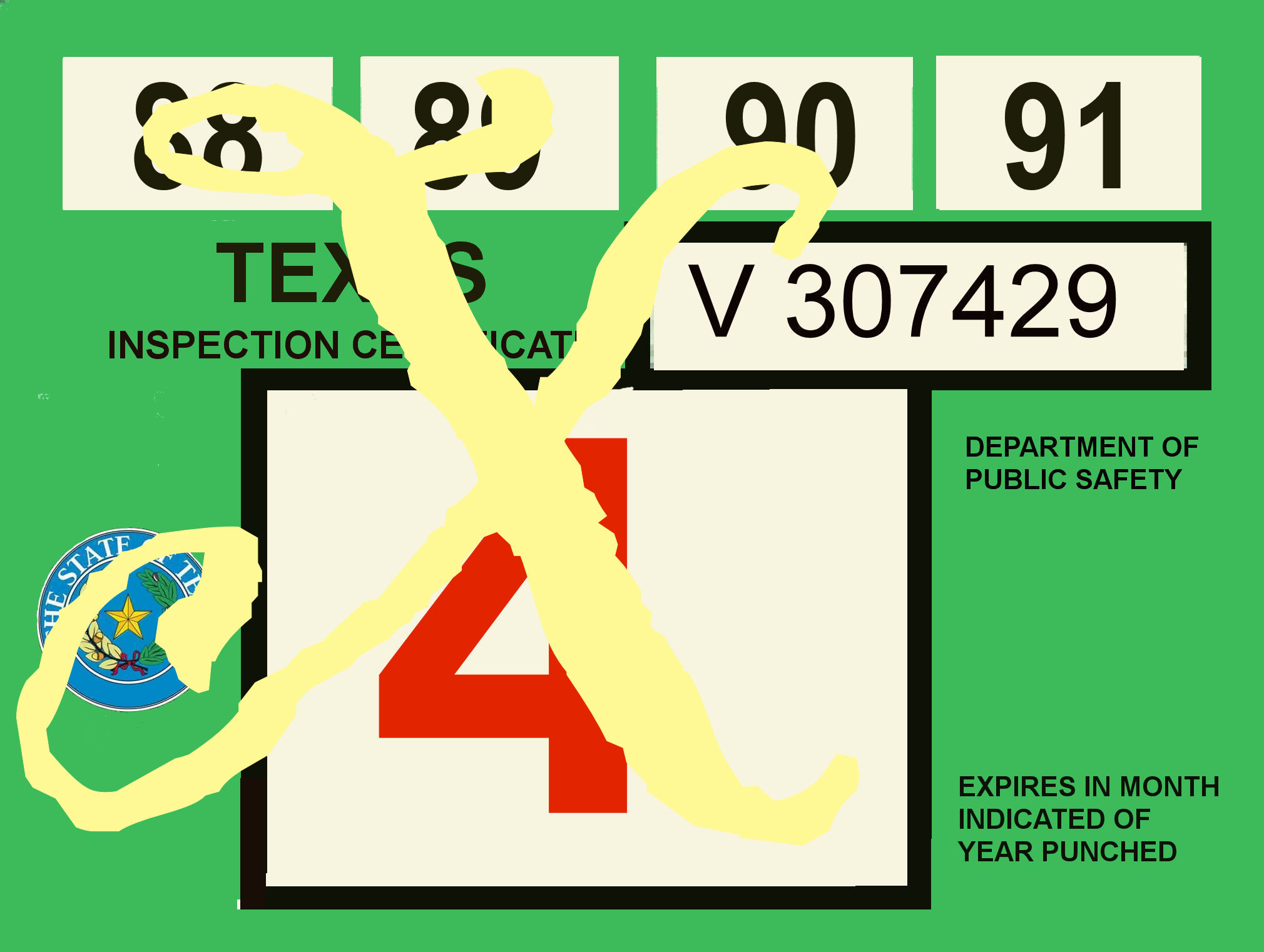 (image for) 1987-91 Texas Inspection Sticker